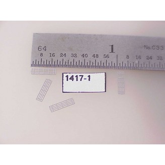 1417-1 -HO Caboose,step tread,etched 9/32" x 1/16", (wide rectangular openings) f/p silv., or blk.  - Pkg. 4
